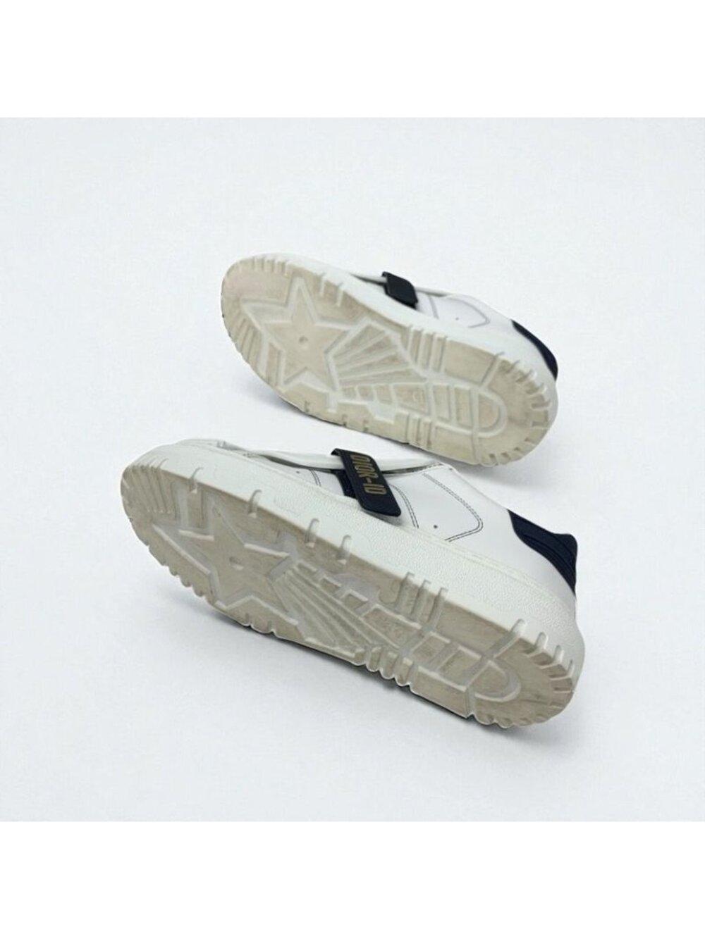 Christian Dior-id Sneakers Shoes Leather Rubber White Black Logo Velcro - Picture 6 of 10